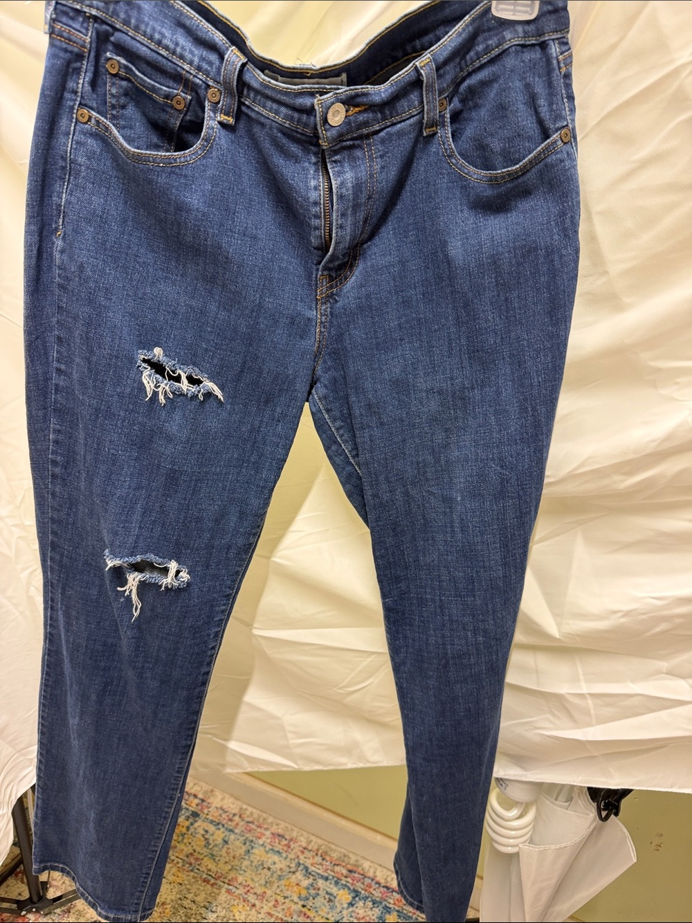 Distressed Mid Blue Women's Jeans